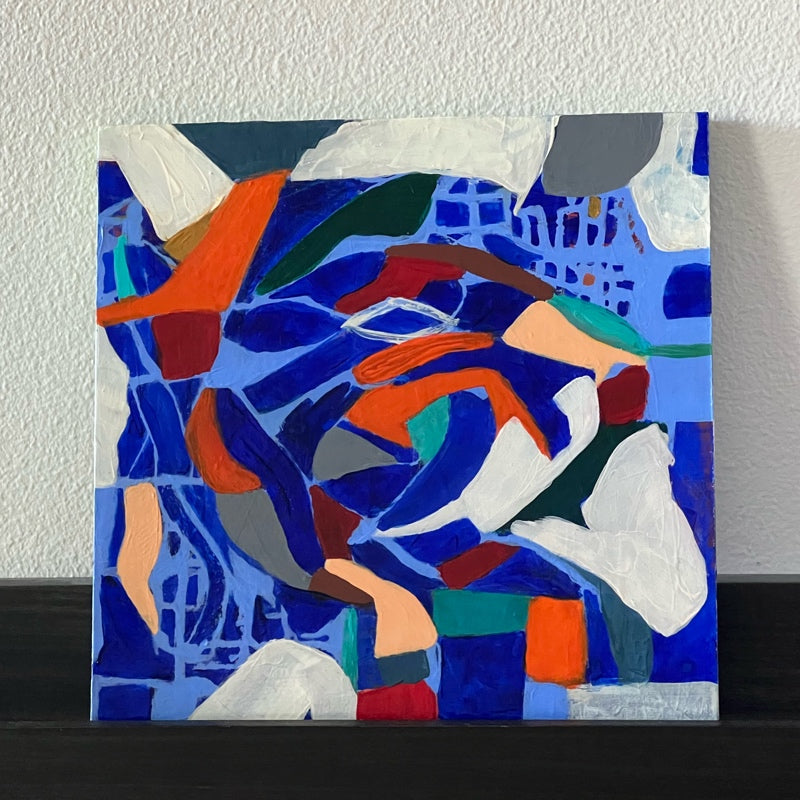 “No Next Ensnares Me”, square original abstract art on panel, 12x12 inches