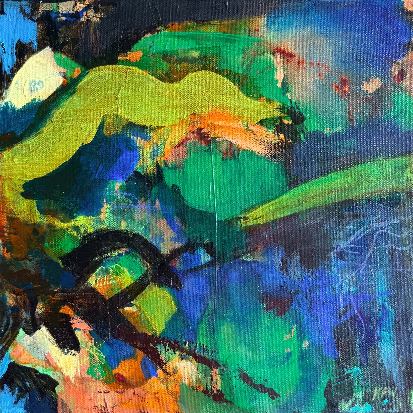 "Radio Silence" Original Abstract Acrylic Painting on Canvas, 12x12