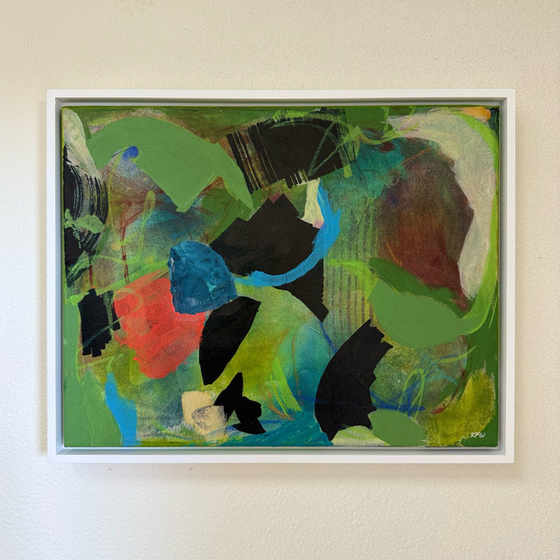 “Little Known Facts”, original abstract acrylic painting on canvas, 11x14 inches