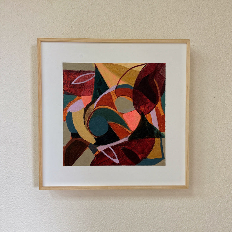Dark red, pink and gold abstract painting