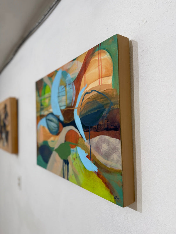 Sideview of a colorful abstract painting