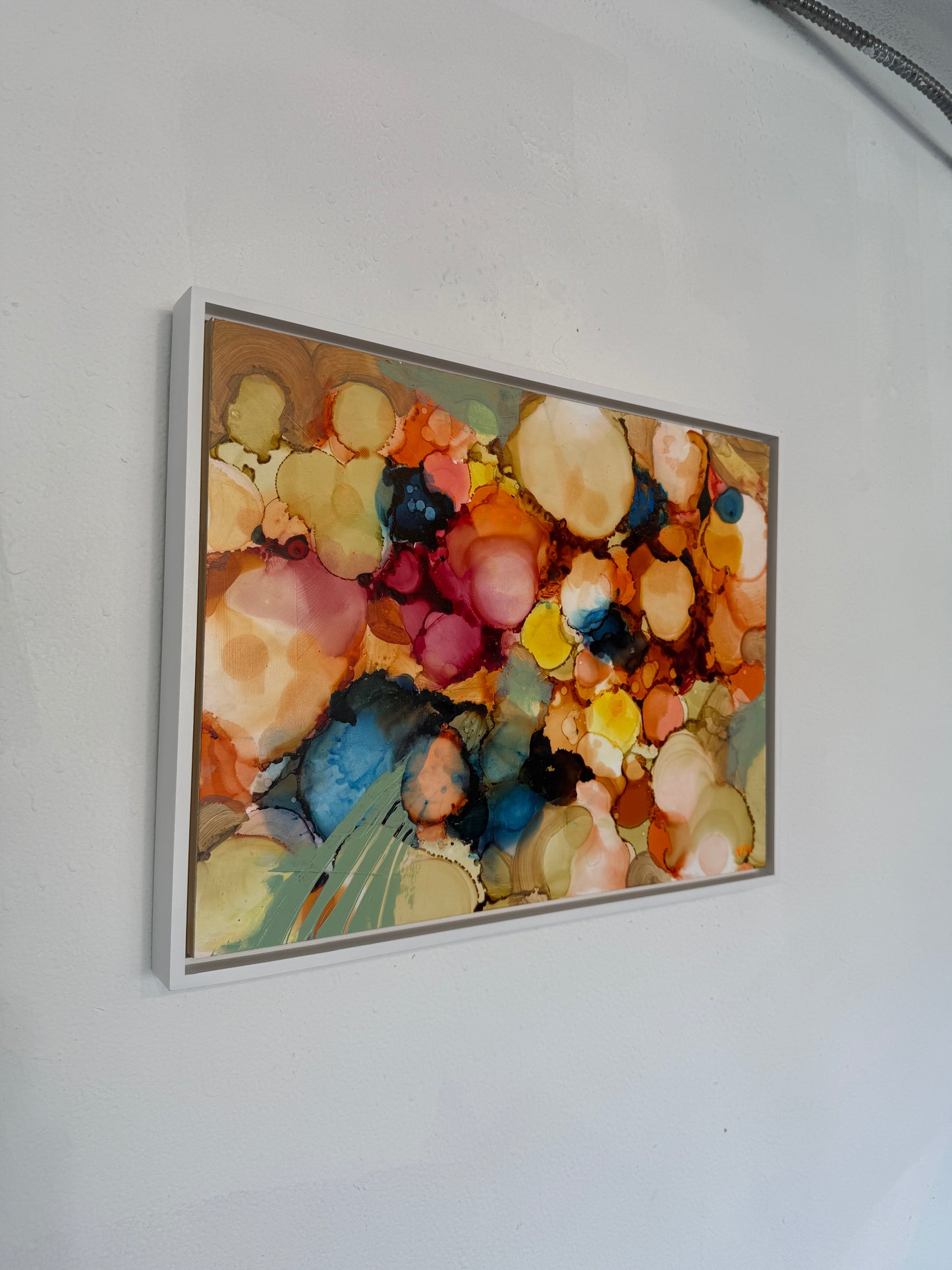 Colorful abstract art on a white surface