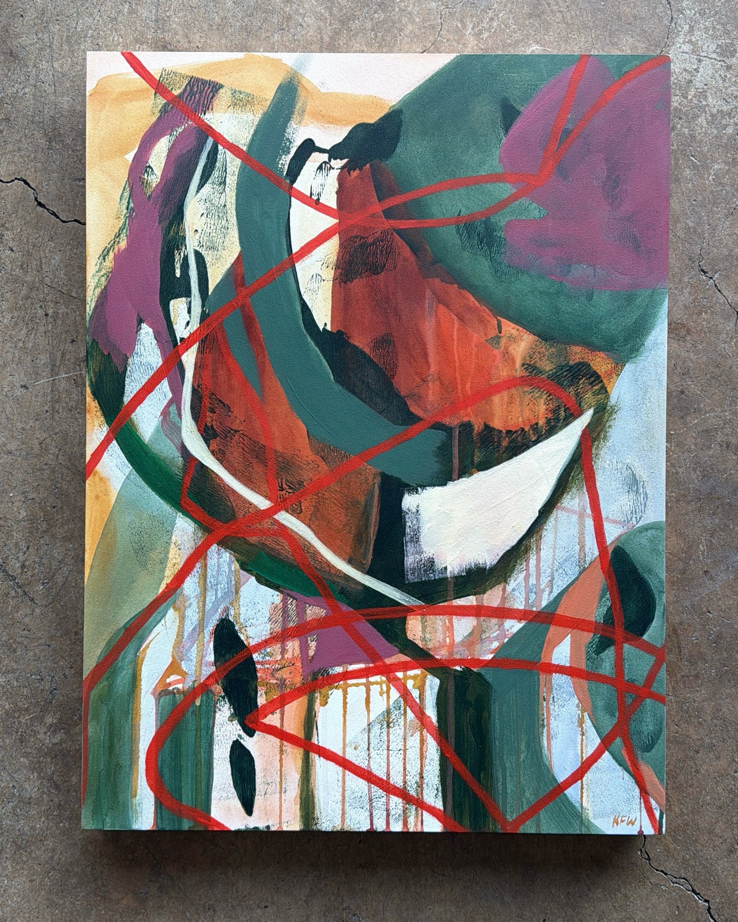 "Gordian Knot" Original Abstract Acrylic Painting on Panel, 18x24