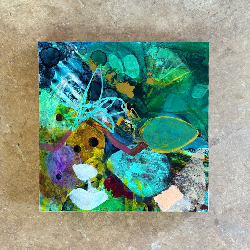 “Farther Still” Original Abstract Painting by Artist Kasey Wanford, 10x10