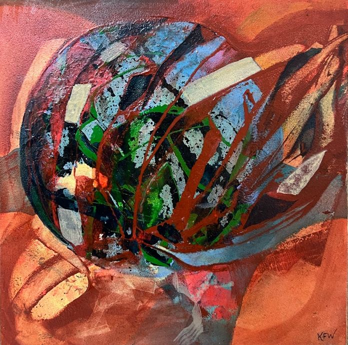 "Worlds Apart" Original Abstract Acrylic Painting on Panel, 8x8
