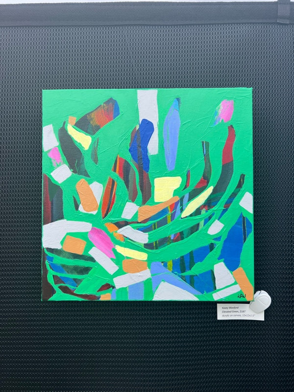 “Elevated Green” original abstract painting by Kasey Wanford