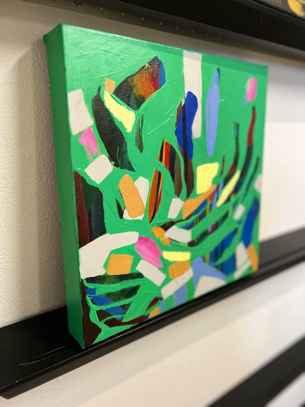 “Elevated Green” original abstract painting by Kasey Wanford