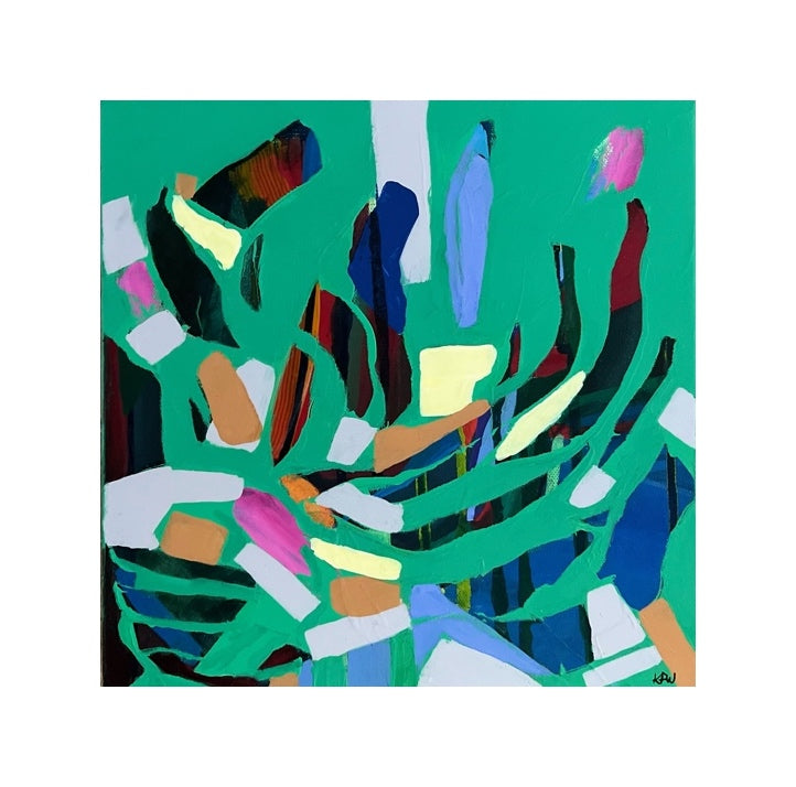 "Elevated Green" Original Abstract Acrylic Painting on Canvas, 12x12