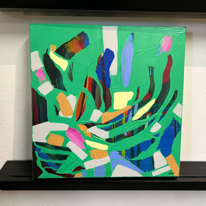 “Elevated Green” original abstract painting by Kasey Wanford
