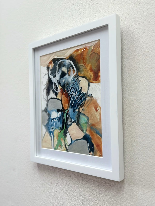 "Logjam" Original Abstract Acrylic Painting, Framed 11" x 14"