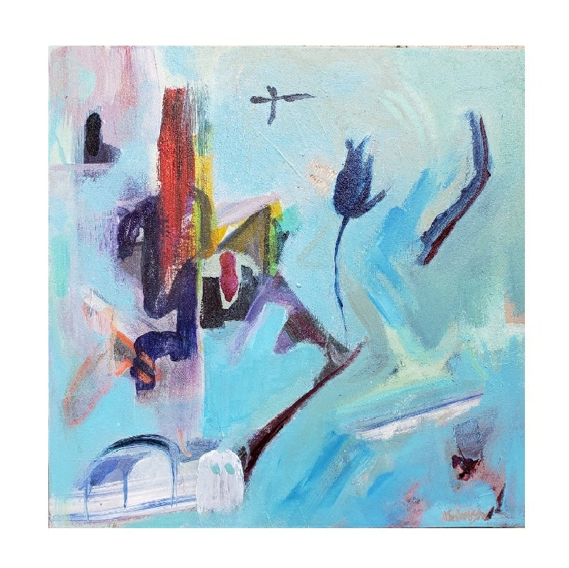 "Barrio Cart" original abstract painting by Kasey Wanford
