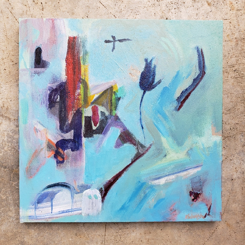 "Barrio Cart" original abstract painting by Kasey Wanford