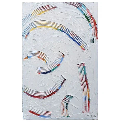 “Things I Learned in Prism”, original square textured modern abstract painting on panel, 12x12 inches
