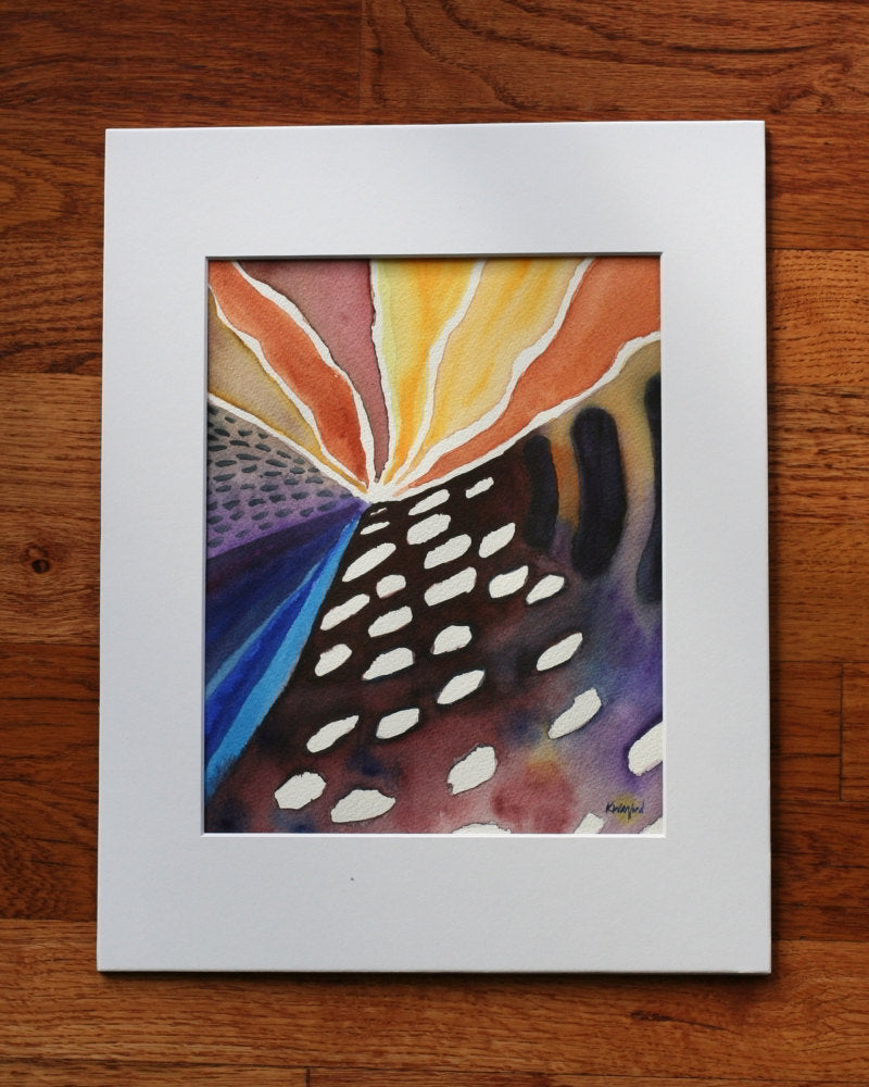 Abstract contemporary ORIGINAL watercolor painting 8x10, "Sanctuary I"