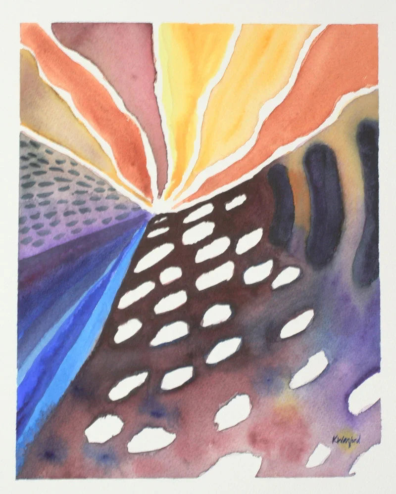 Modern abstract watercolor painting, 8x10 inches
