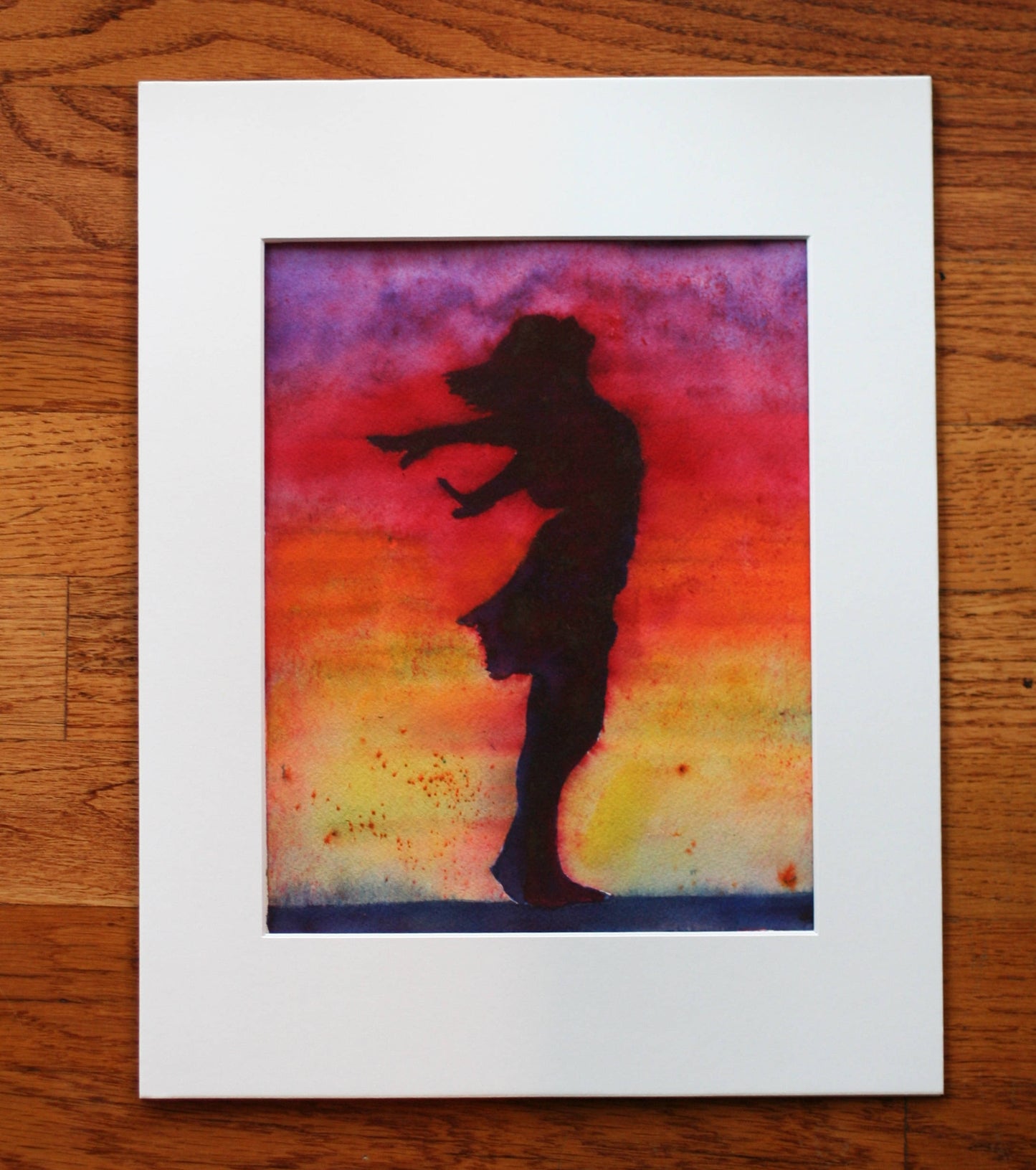 Original Watercolor Painting, 8x10, Woman Silhouette
