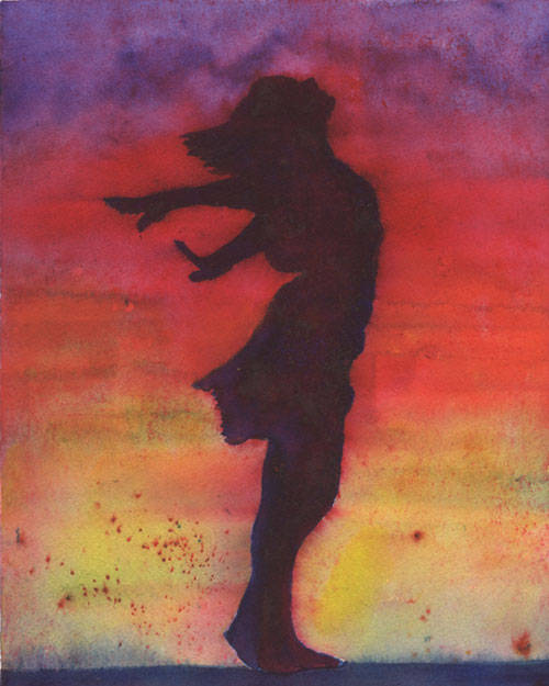 Original Watercolor Painting, 8x10, Woman Silhouette