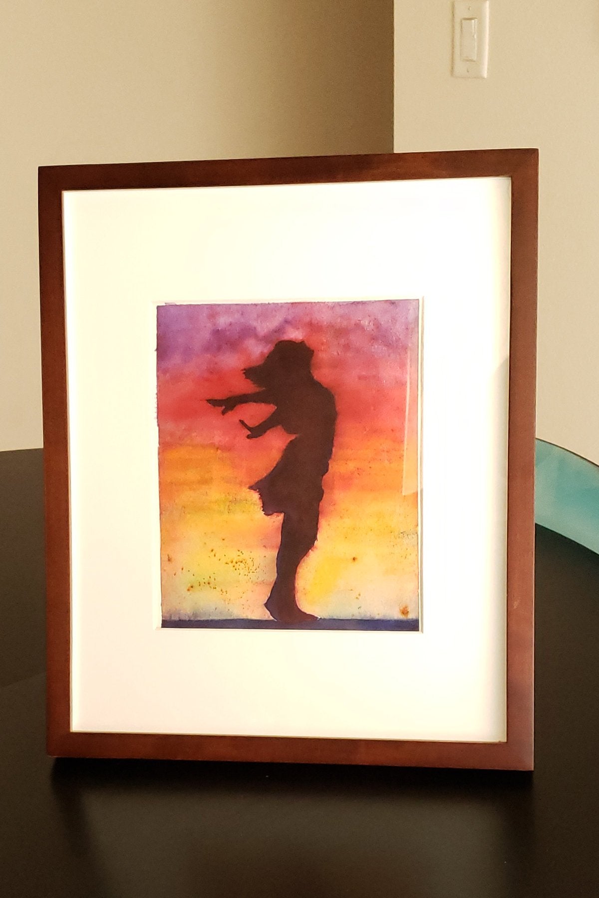 Original Watercolor Painting, 8x10, Woman Silhouette