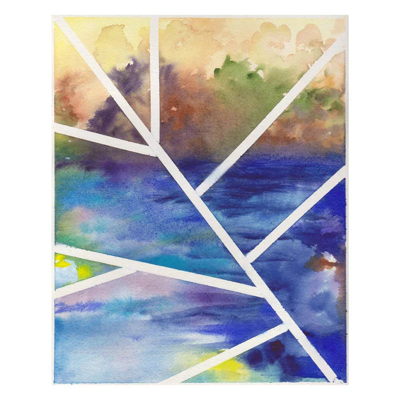 Watercolor painting of an abstract landscape