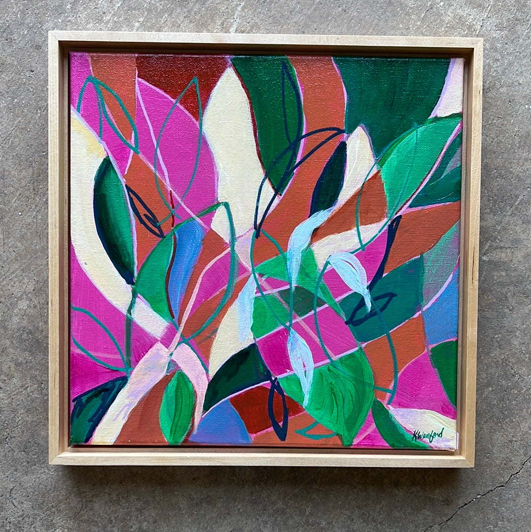 "Care and Feeding of Houseplants" Original abstract painting by Kasey Wanford