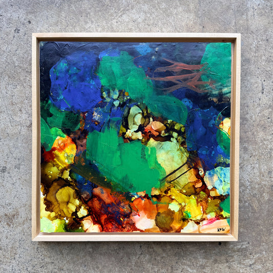 "Last Call" Original Abstract Acrylic Painting on Panel, 12x12