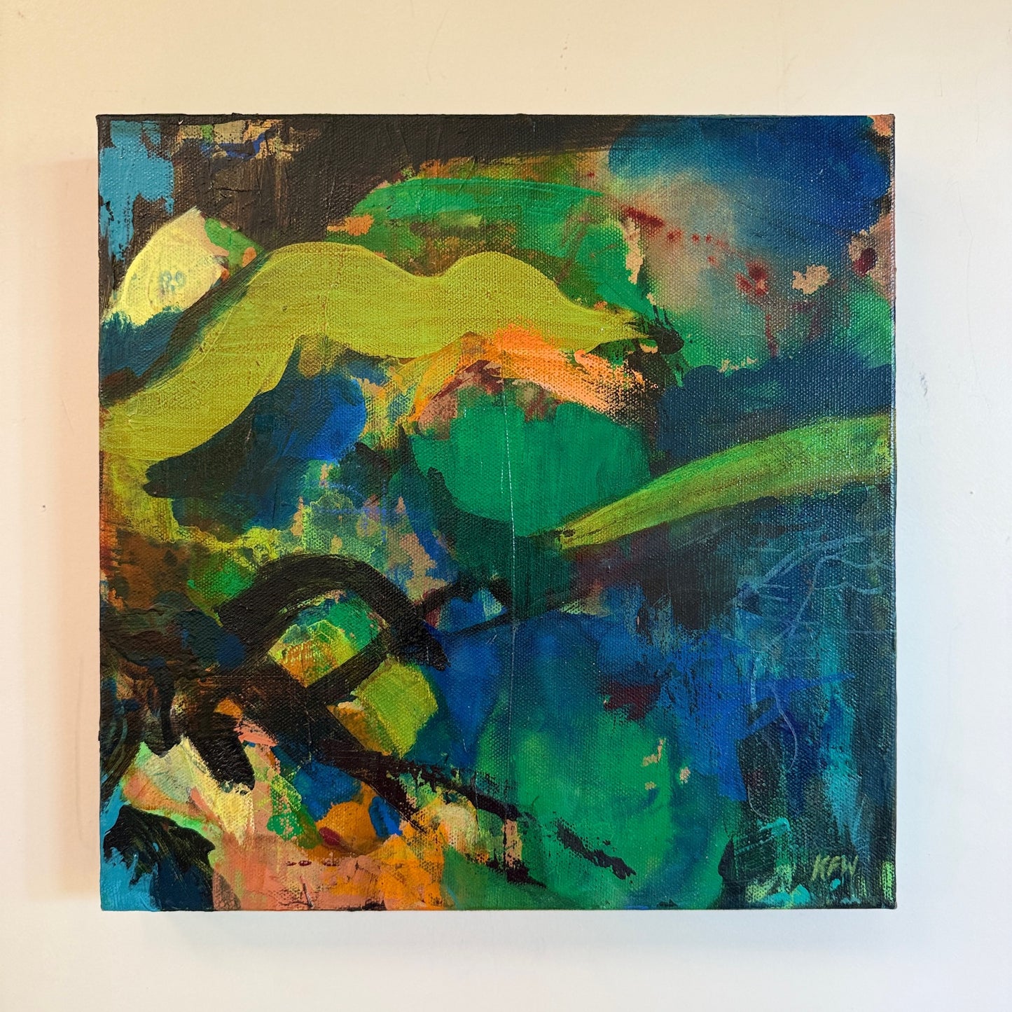 "Radio Silence" Original Abstract Acrylic Painting on Canvas, 12x12