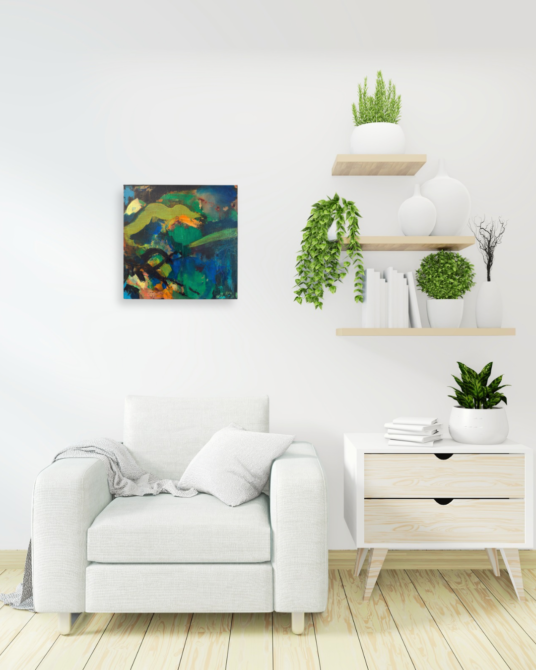 "Radio Silence" Original Abstract Acrylic Painting on Canvas, 12x12
