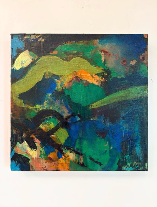 "Radio Silence" Original Abstract Acrylic Painting on Canvas, 12x12