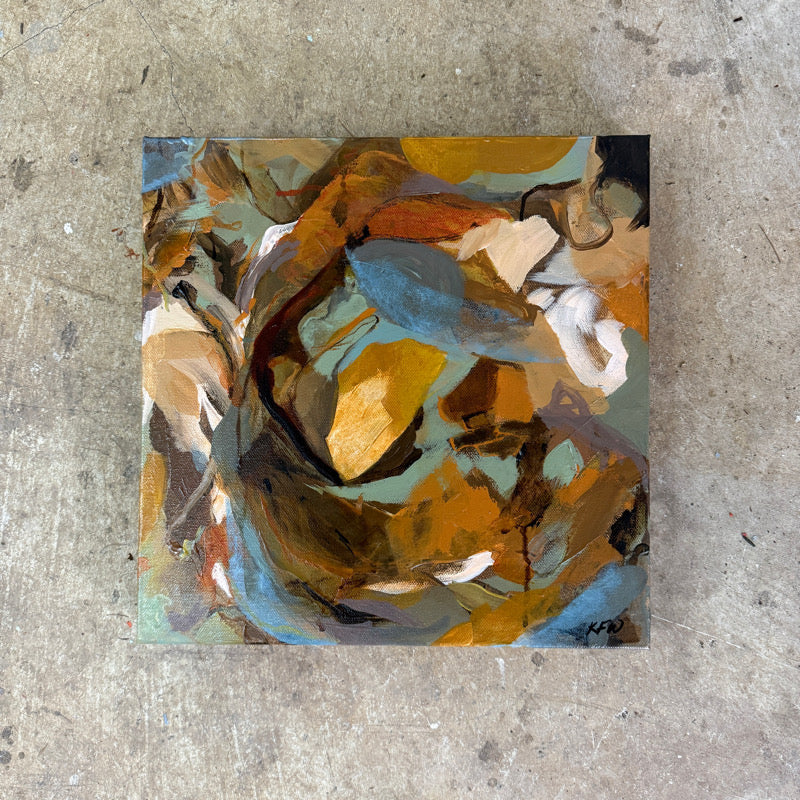 Square abstract painting on a textured surface