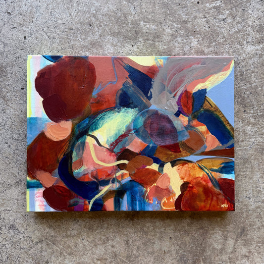 Abstract painting with vibrant colors on a textured surface