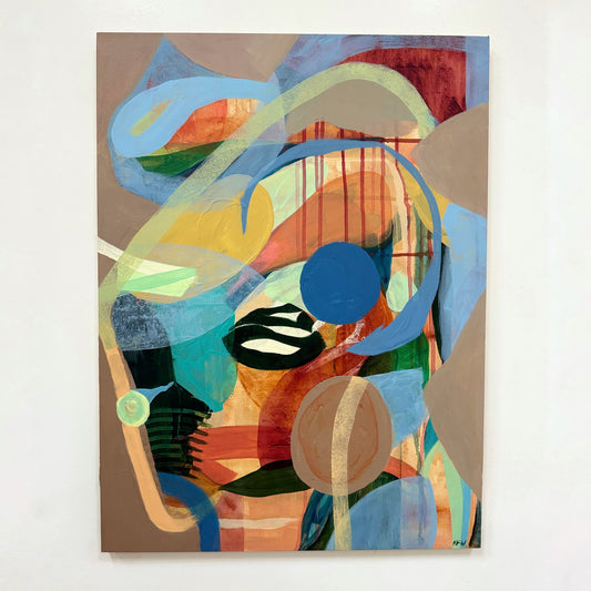 Colorful Contemporary Art Tan Orange Blue