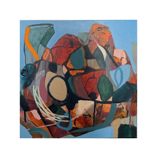 Blue, rust and tans art piece