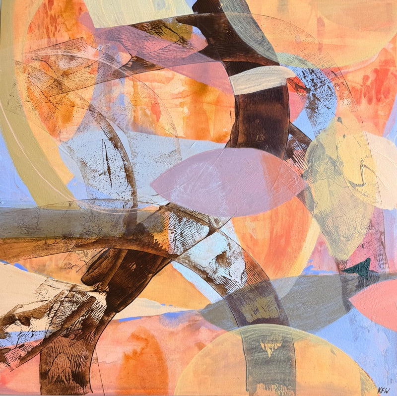 "Young and Restless" Original Abstract Acrylic Painting on Panel, 18x18