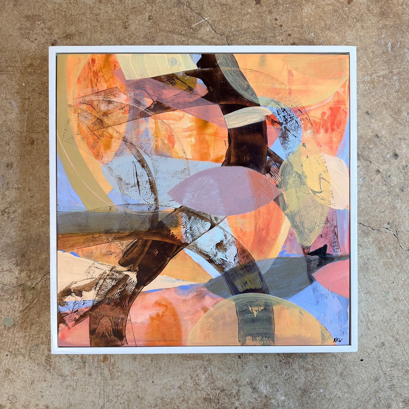 "Young and Restless" Original Abstract Acrylic Painting on Panel, 18x18