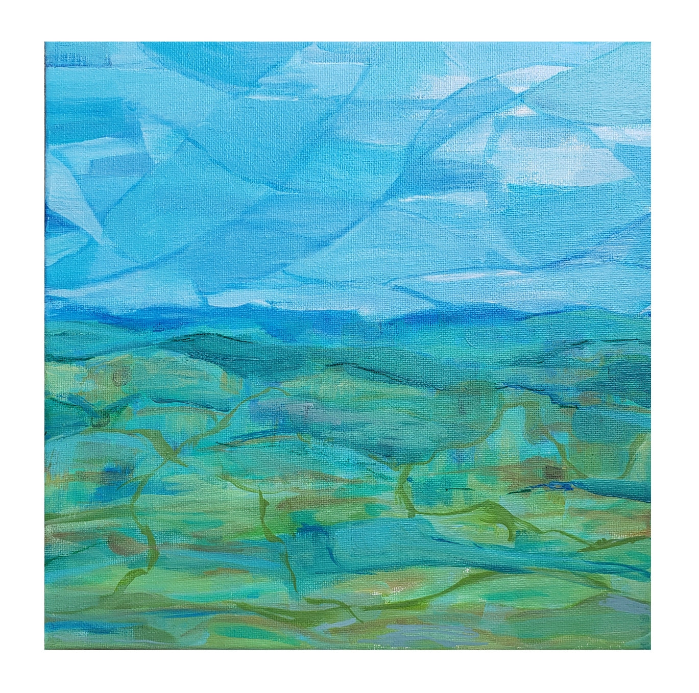 "Green and Blue" Original abstract landscape painting by Kasey Wanford