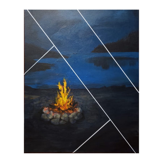 “Fireside Lake” original painting by Kasey Wanford
