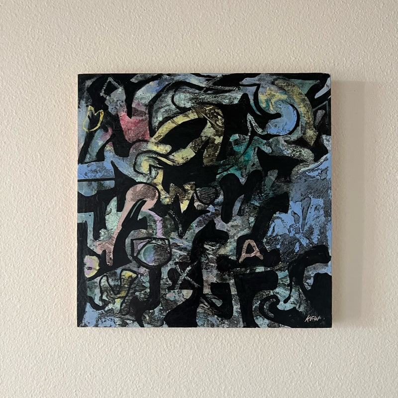 "Comic Corazon" Original abstract painting by Kasey Wanford